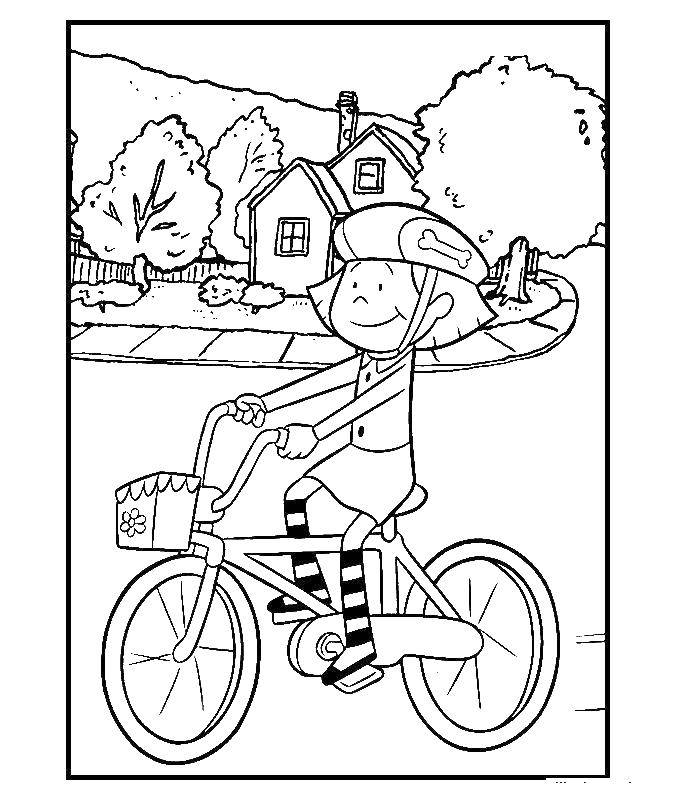 Название: Раскраска Девочка на велосипеде. Категория: Для девочек. Теги: девочка, велосипед.