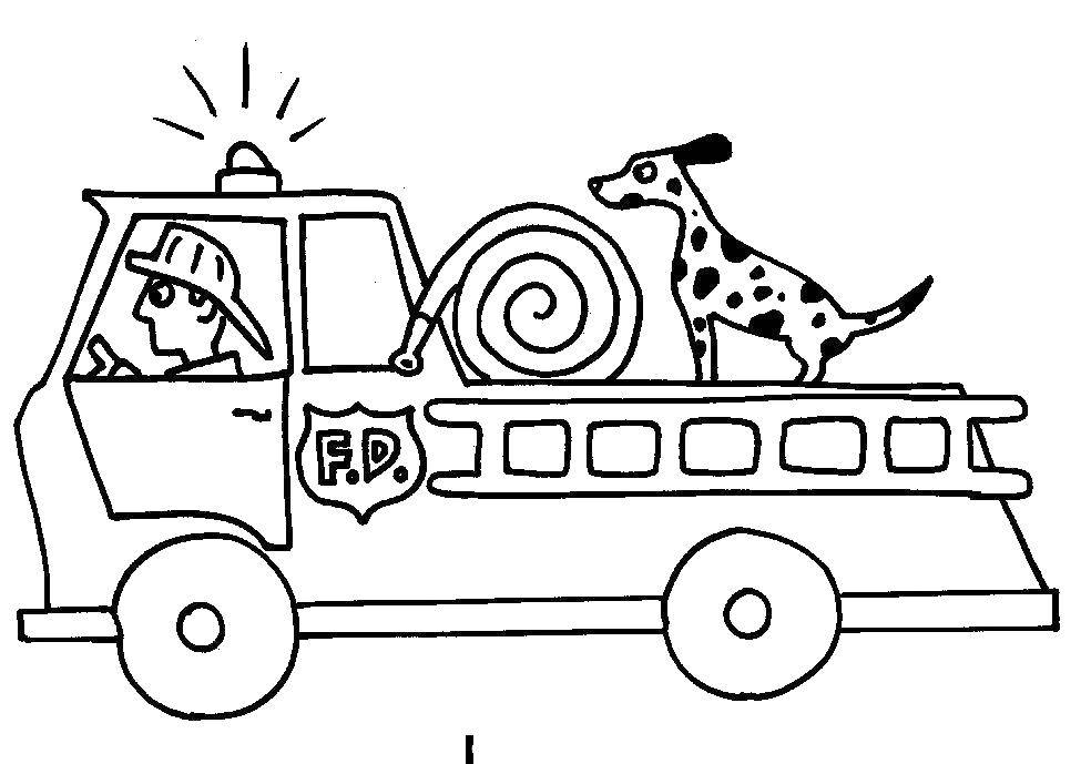 Coloring Fire dog with Dalmatian. Category Fire. Tags:  fireman, fire truck, Dalmatians.