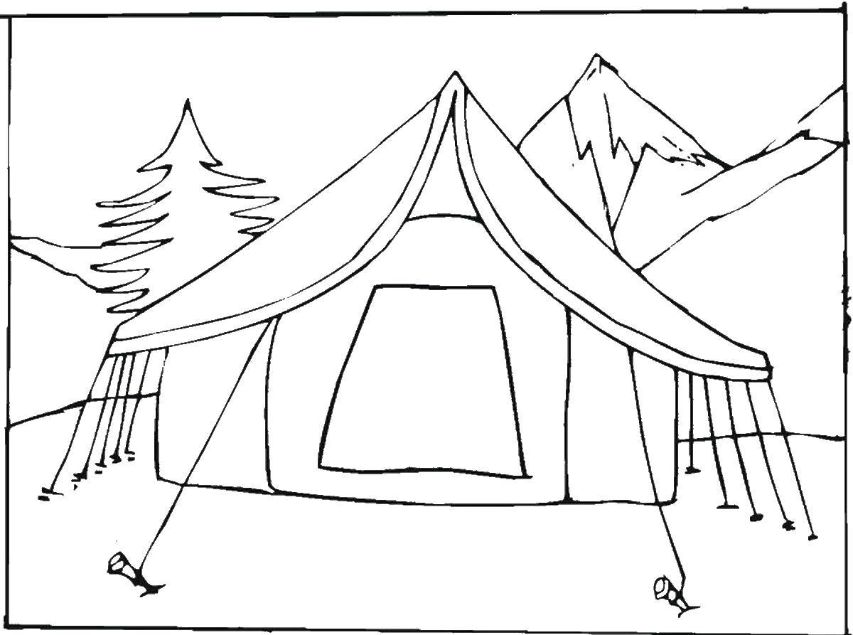 Название: Раскраска Палатка. Категория: Отдых на природе. Теги: отдых, природа, палатка.