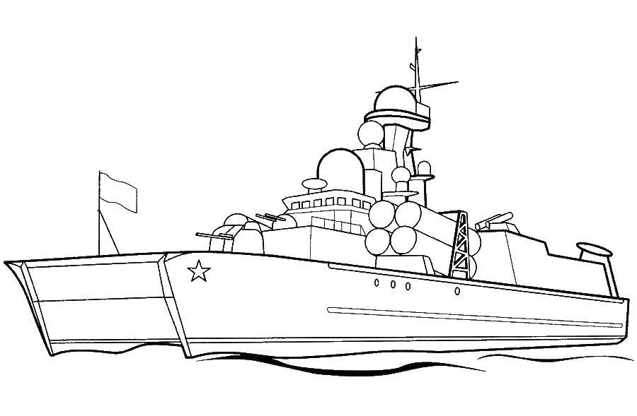 Название: Раскраска Военный корабль. Категория: Корабли. Теги: корабль, море, война.