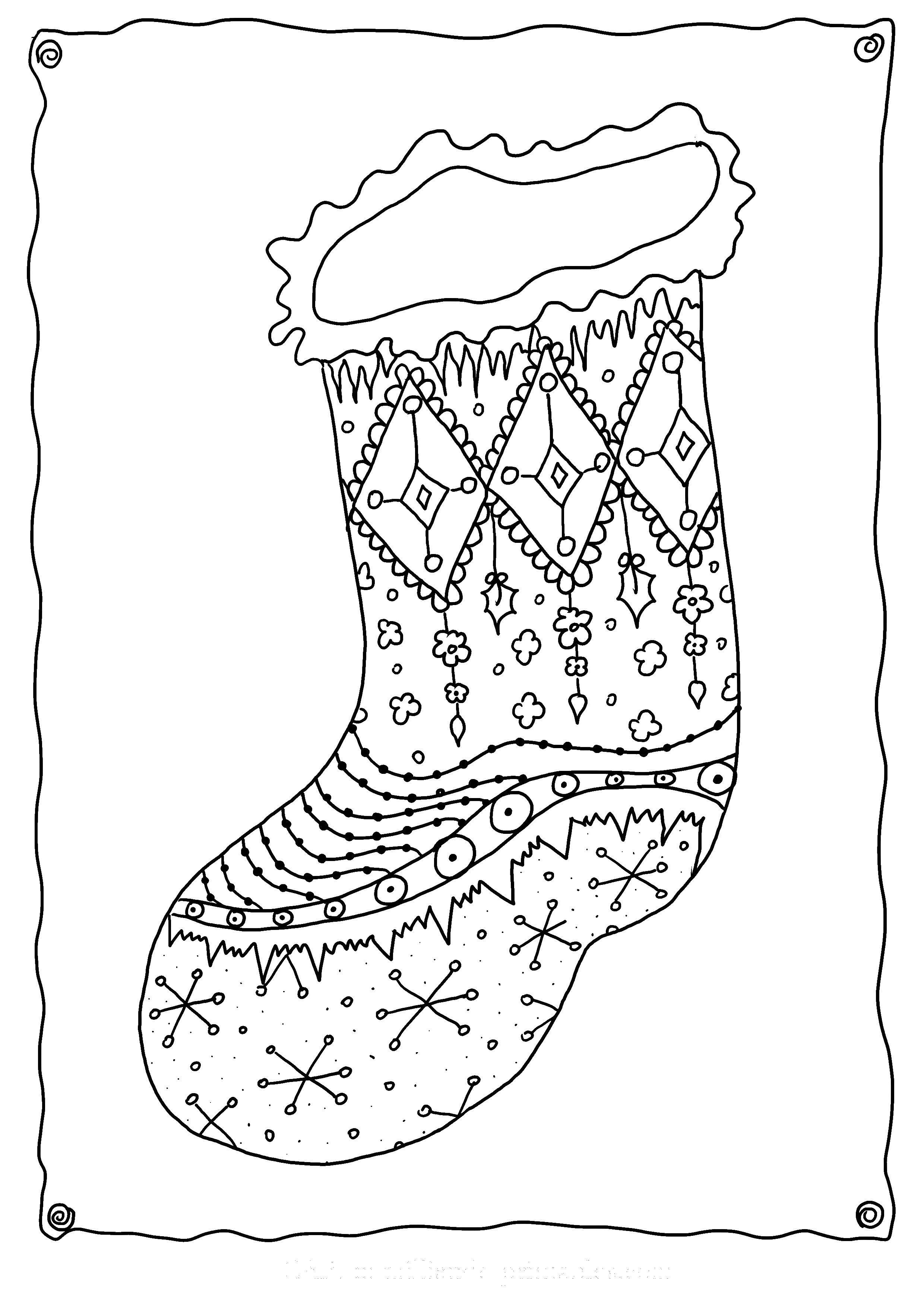 Название: Раскраска Зимний носок. Категория: Одежда. Теги: одежда, носок.