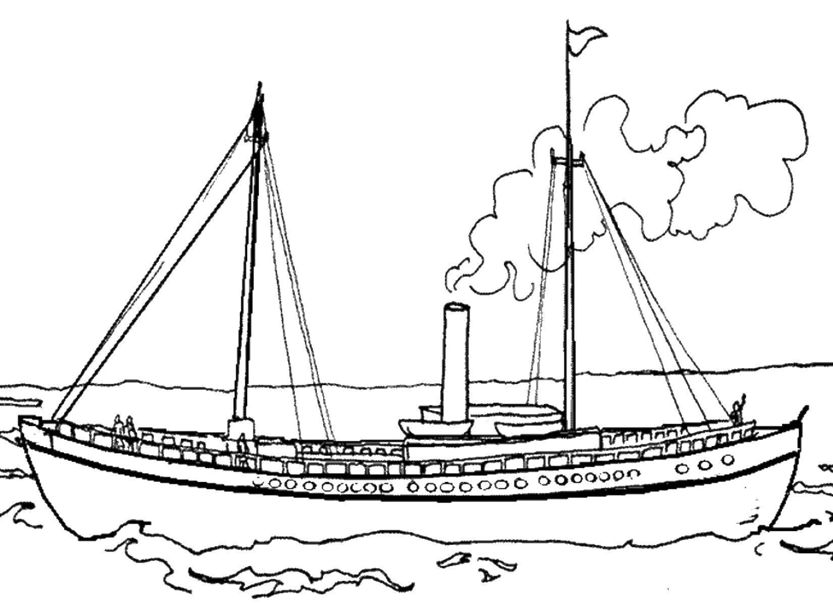 Coloring Steamer. Category ships. Tags:  ship, sea.