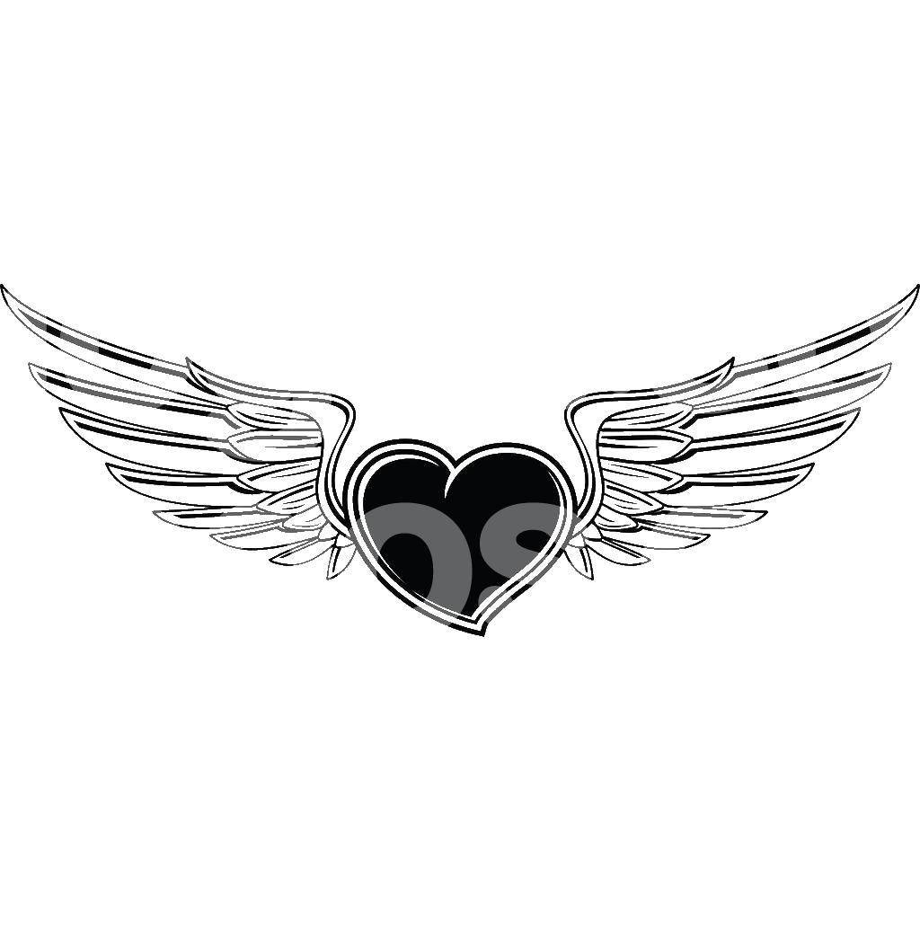 Название: Раскраска Сердце с крыльями. Категория: раскраски. Теги: сердце, крылья.