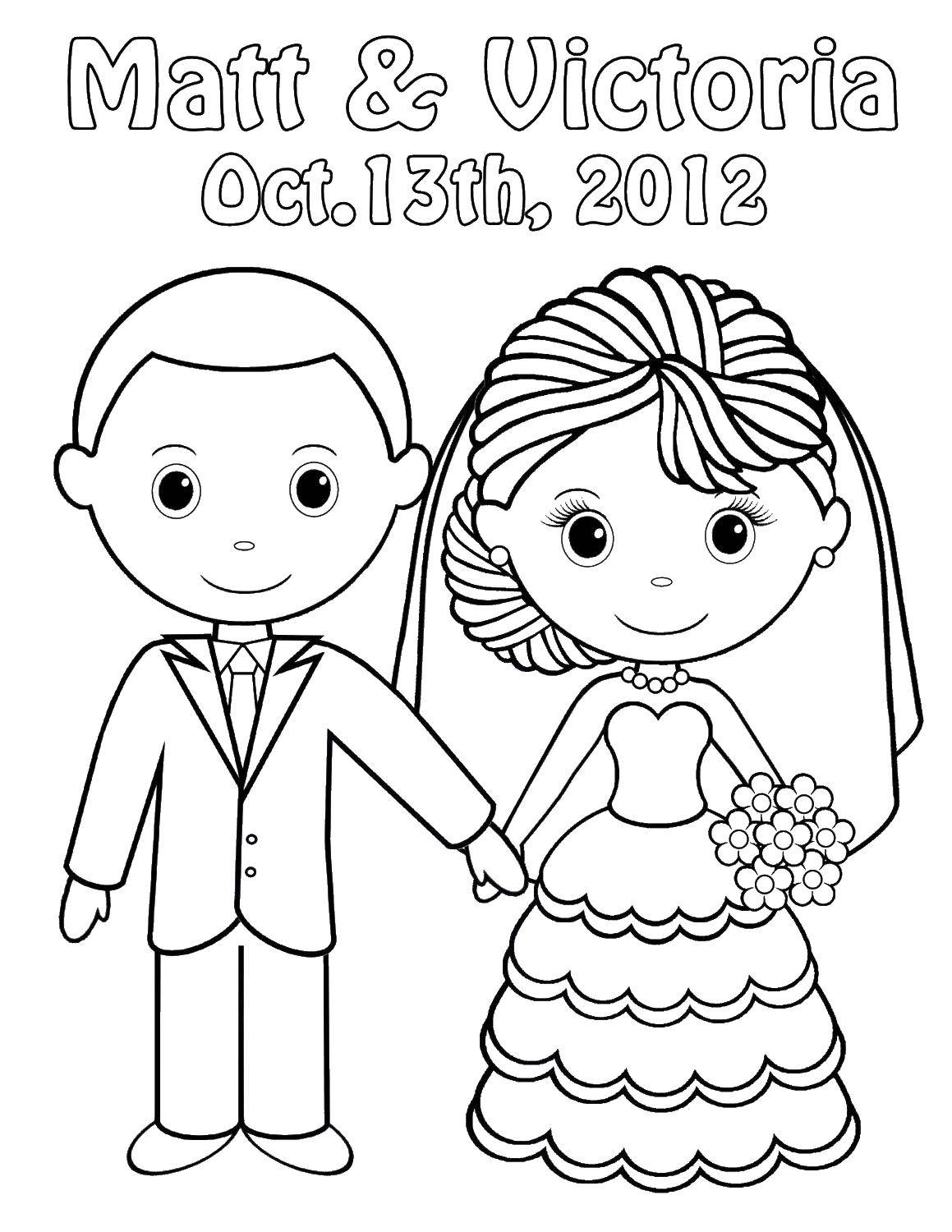 Coloring Wedding. Category Wedding. Tags:  wedding, bride, groom.