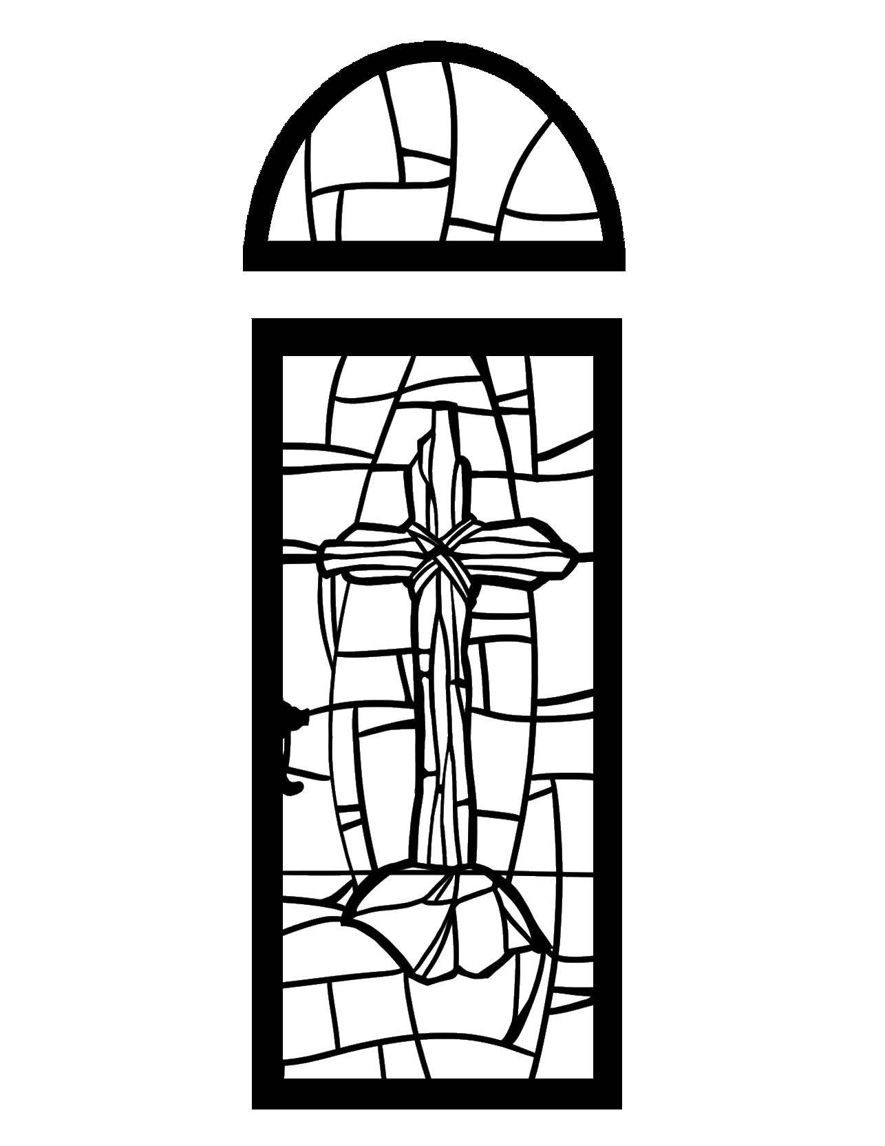 Coloring The cross in the stained glass. Category Cross. Tags:  the cross, stained glass.