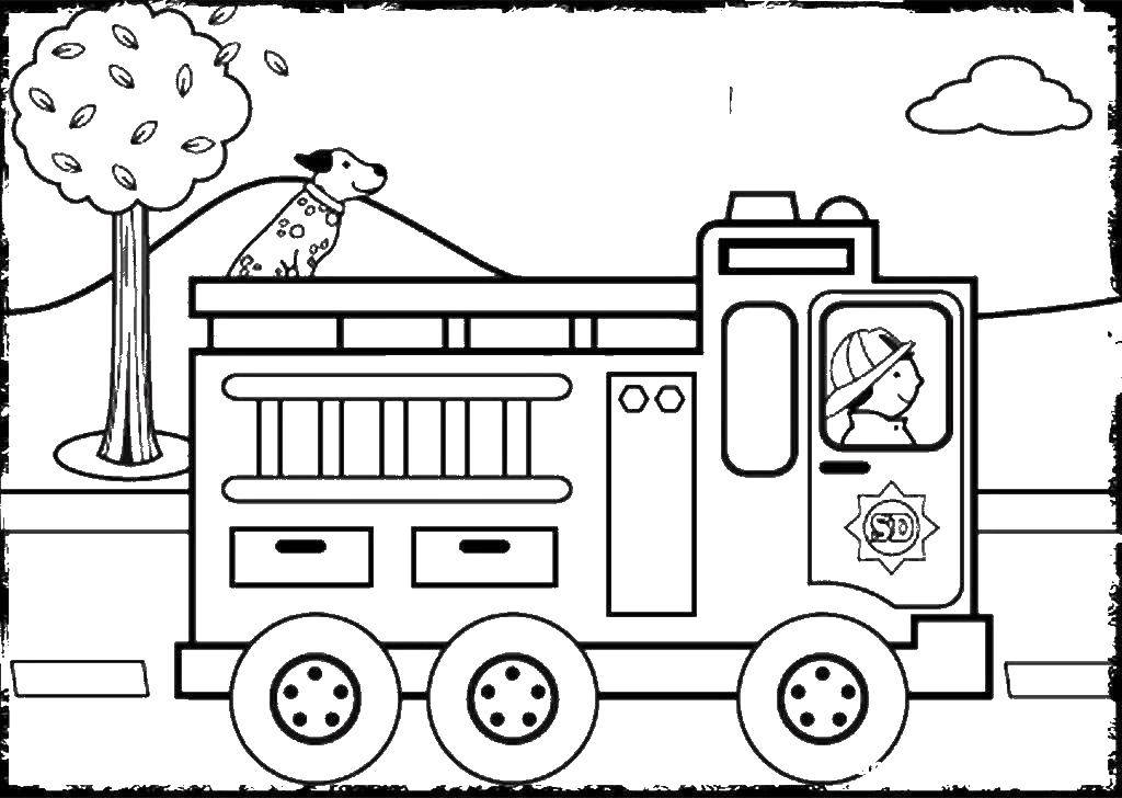 Coloring Fire truck. Category Fire. Tags:  fire, fire, fire engine.