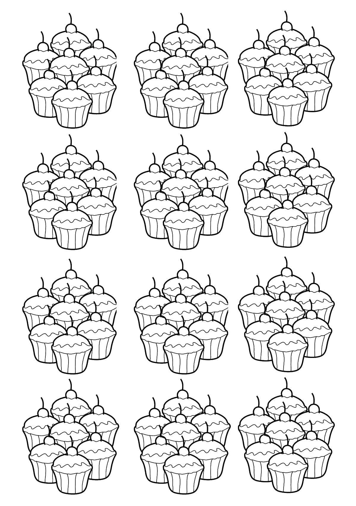 Coloring Cupcakes. Category sweets. Tags:  sweets, cupcake, brownie.