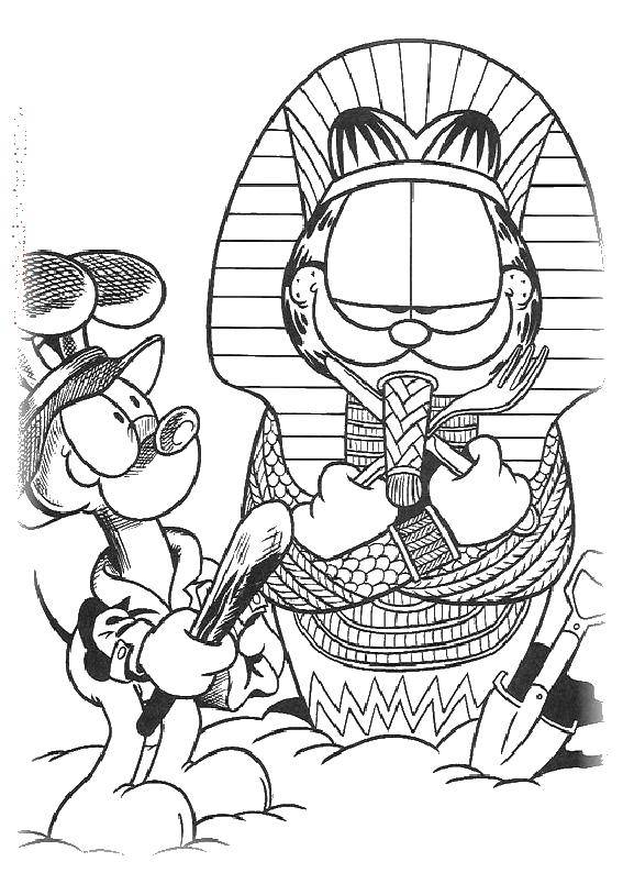 Coloring Cat Pharaoh. Category coloring. Tags:  Pharaoh, mummy, cat.