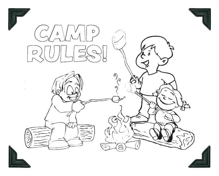 Coloring The rules of the camp. Category Camping. Tags:  vacation, camp, campfire.