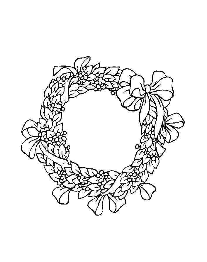 Coloring Leafy wreath. Category Christmas decorations. Tags:  New Year, Christmas toy.