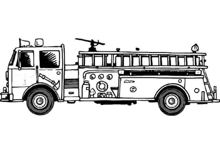 Название: Раскраска Пожарная машина. Категория: Огонь. Теги: Транспорт, машина.