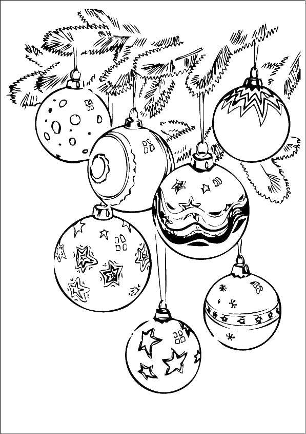Coloring Christmas decorations. Category Christmas decorations. Tags:  Christmas decorations, Christmas tree balls.