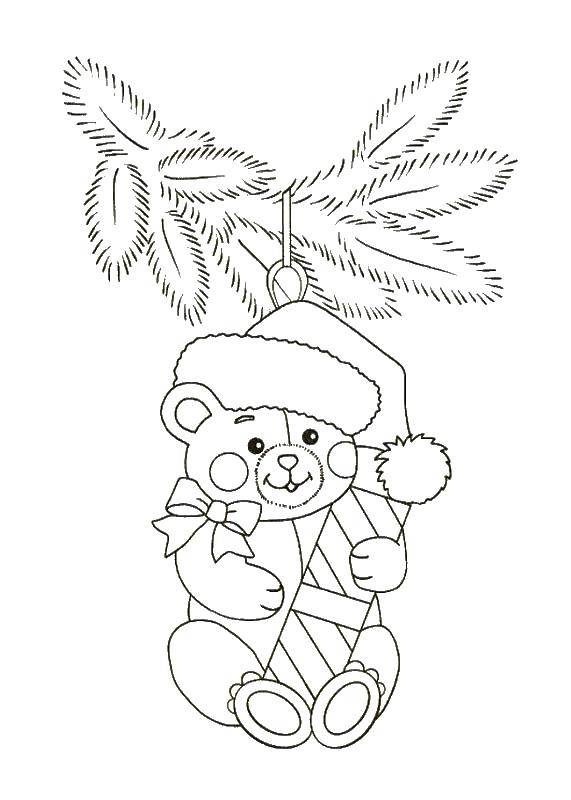 Coloring Bear. Category Christmas decorations. Tags:  New Year, Christmas toy.