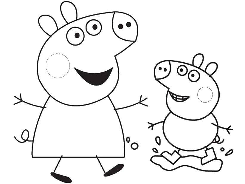 Coloring Peppa and Josh. Category Peppa Pig. Tags:  Peppa Pig.
