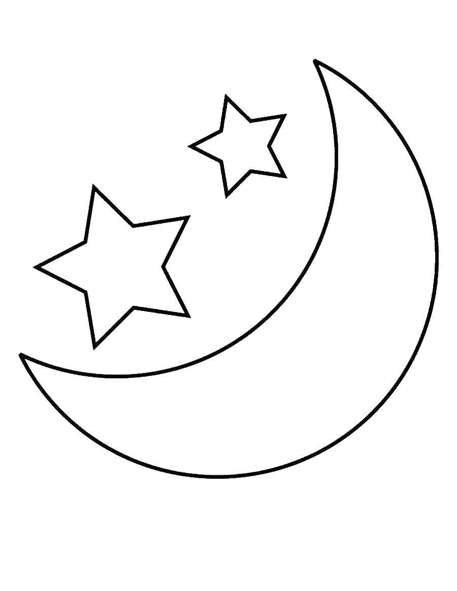Coloring The Crescent moon and stars. Category coloring. Tags:  Stars, night, sky.
