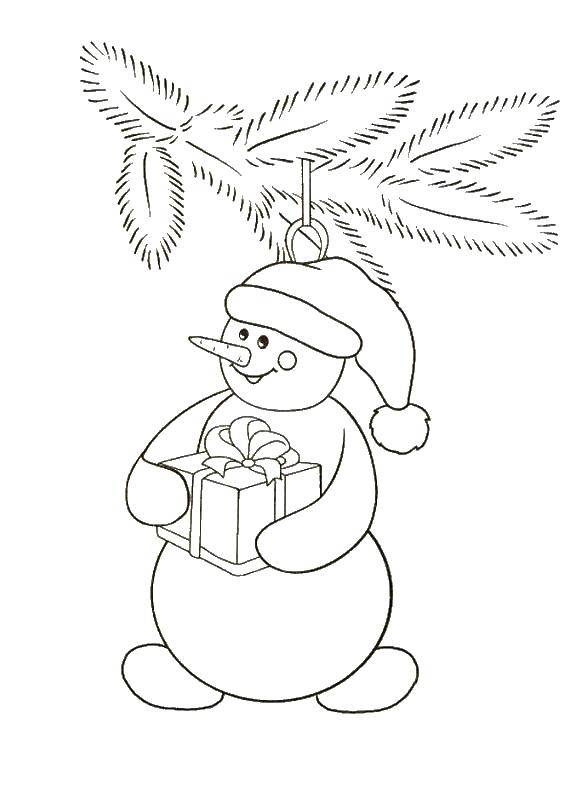 Coloring Snegovichok. Category Christmas decorations. Tags:  New Year, Christmas toy.
