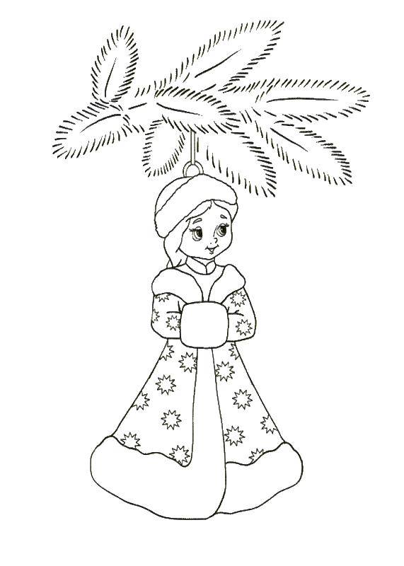 Coloring Maiden. Category Christmas decorations. Tags:  Christmas decorations, Christmas tree, snow maiden.