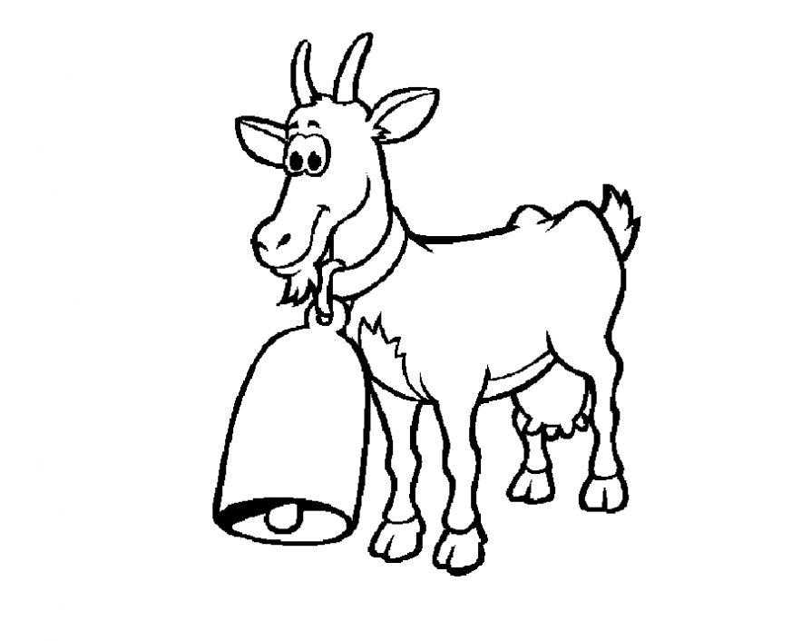 Название: Раскраска Коза с большим колокольчиком. Категория: домашние животные. Теги: коза, колокольчик.