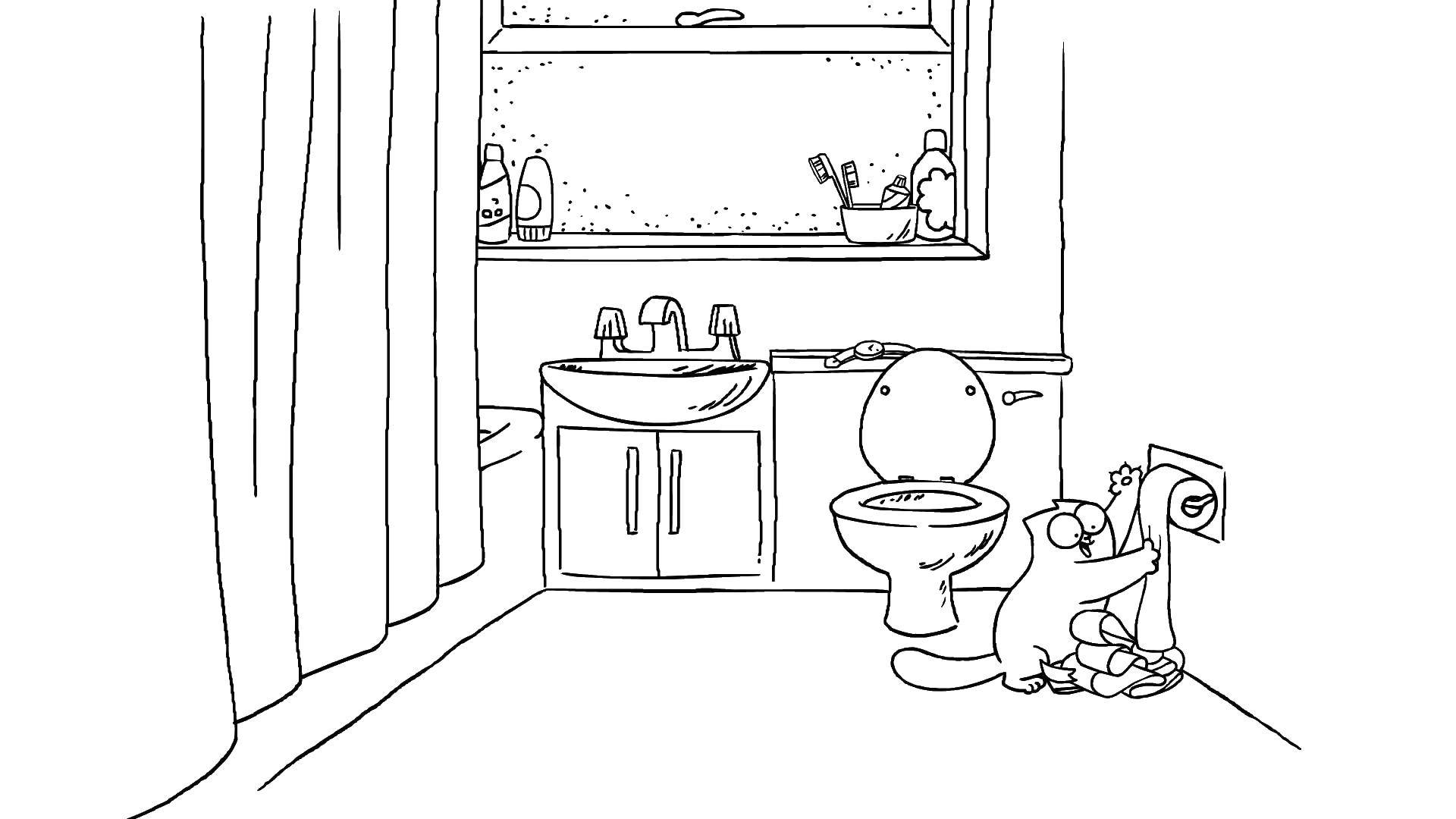 Coloring Кот играет с туалетной бумагой. Category кот саймона. Tags:  Птицы, колибри.