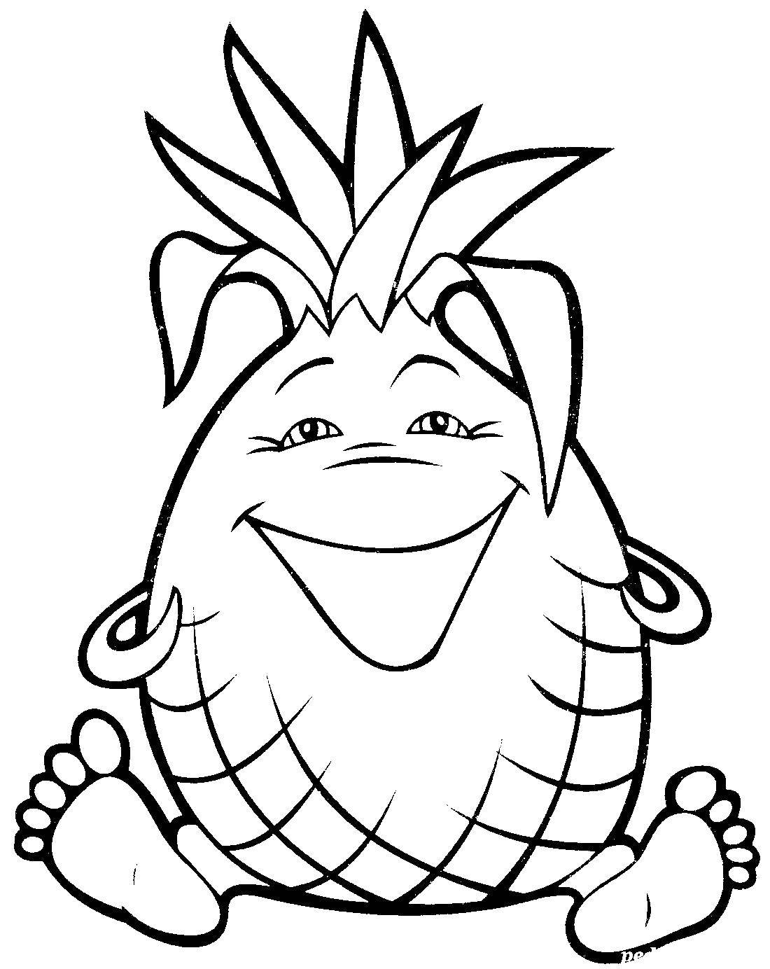 Coloring Funny pineapple. Category pineapple. Tags:  Fruit, pineapple.