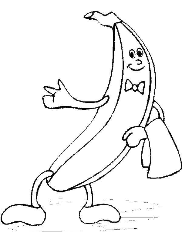 Название: Раскраска Весёлый банан. Категория: банан. Теги: фрукты, банан.