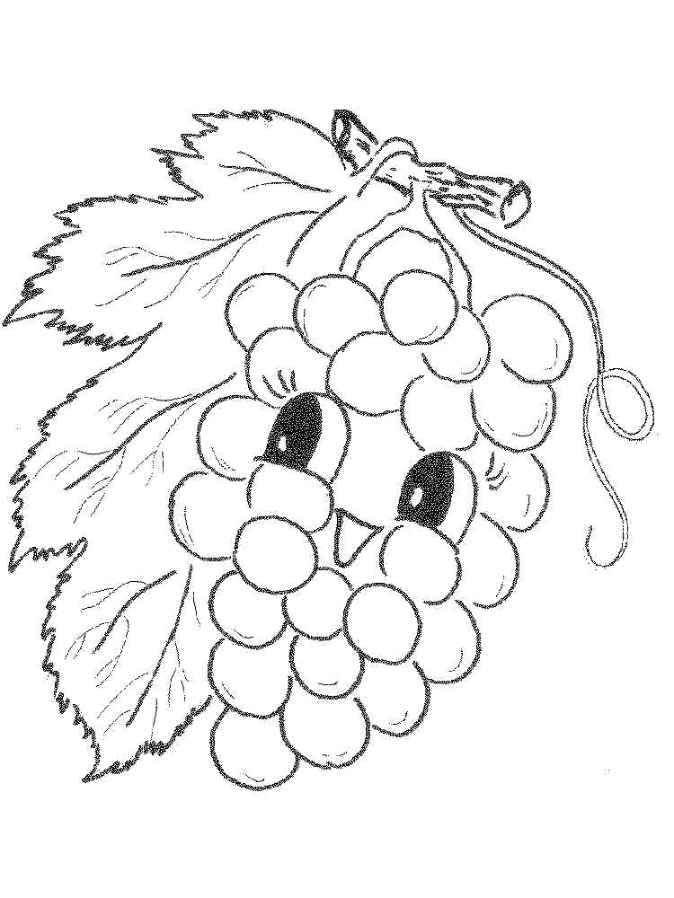 Название: Раскраска Милый виноград. Категория: виноград. Теги: Ягоды.