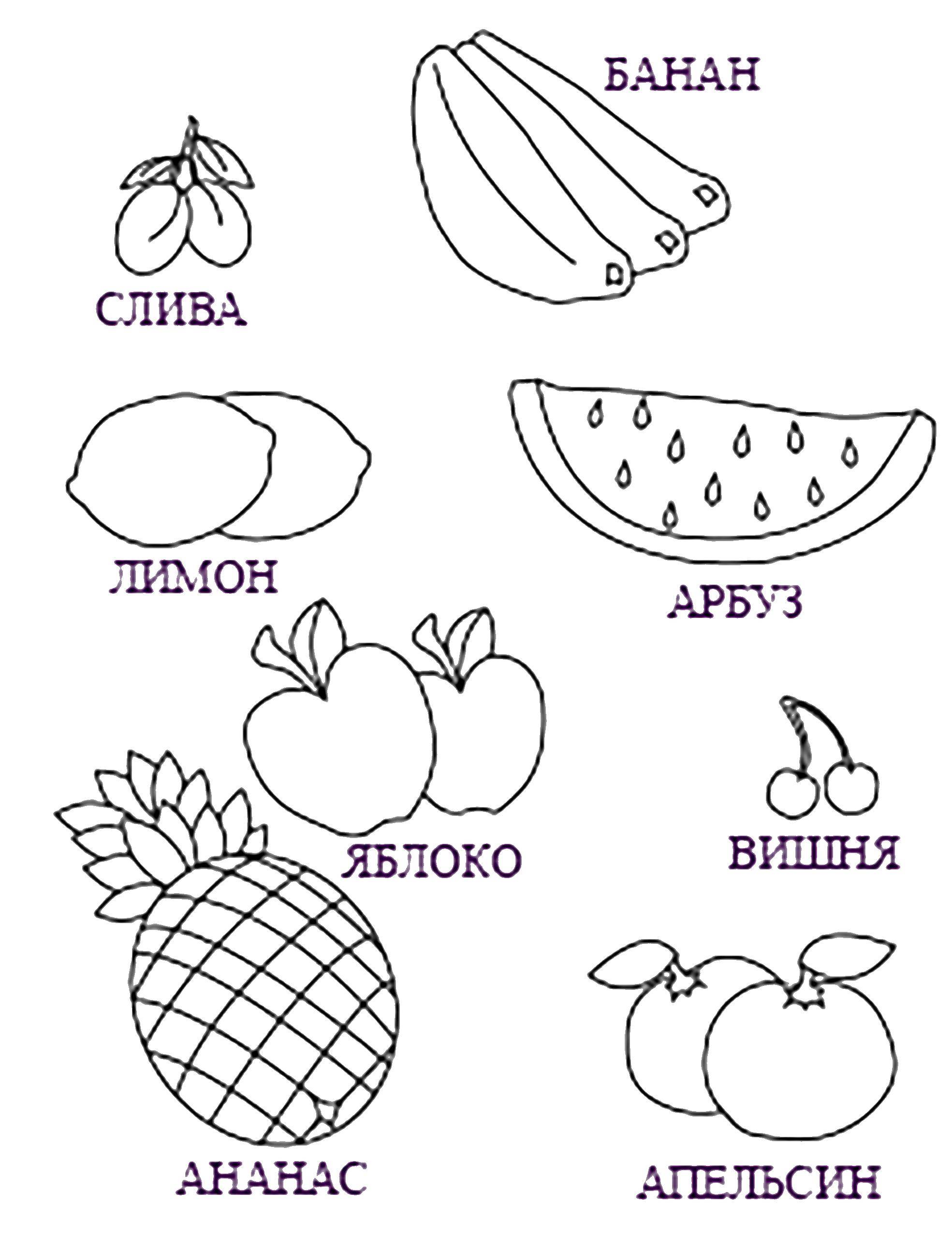 Coloring Names of fruit. Category fruits. Tags:  fruits.