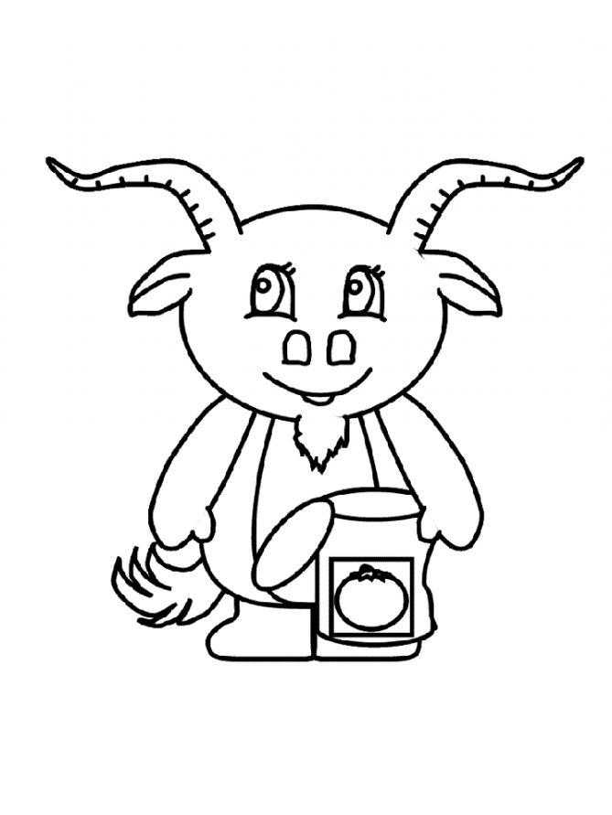 Coloring A goat with a can. Category Pets allowed. Tags:  goat Bank.
