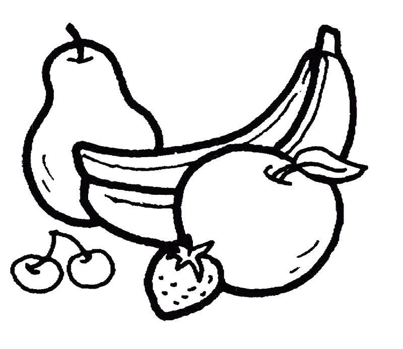 Название: Раскраска Фрукты. Категория: фрукты. Теги: яблоки, бананы.