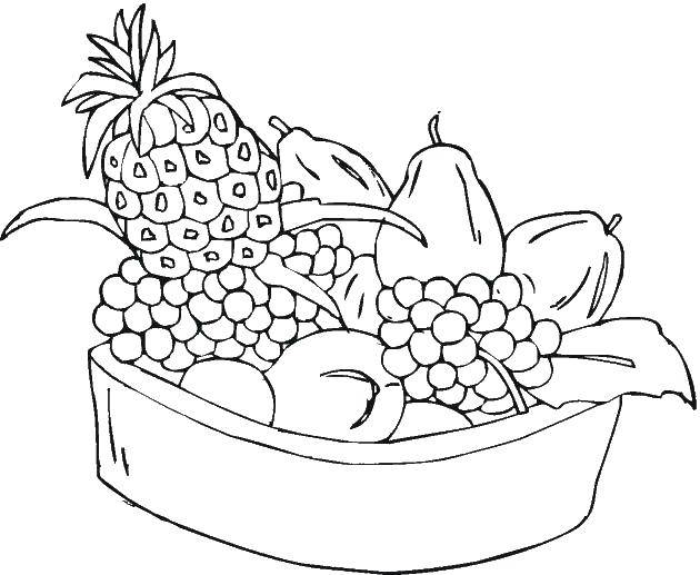 Название: Раскраска Тарелка с фруктами. Категория: фрукты. Теги: тарелка, фрукты.