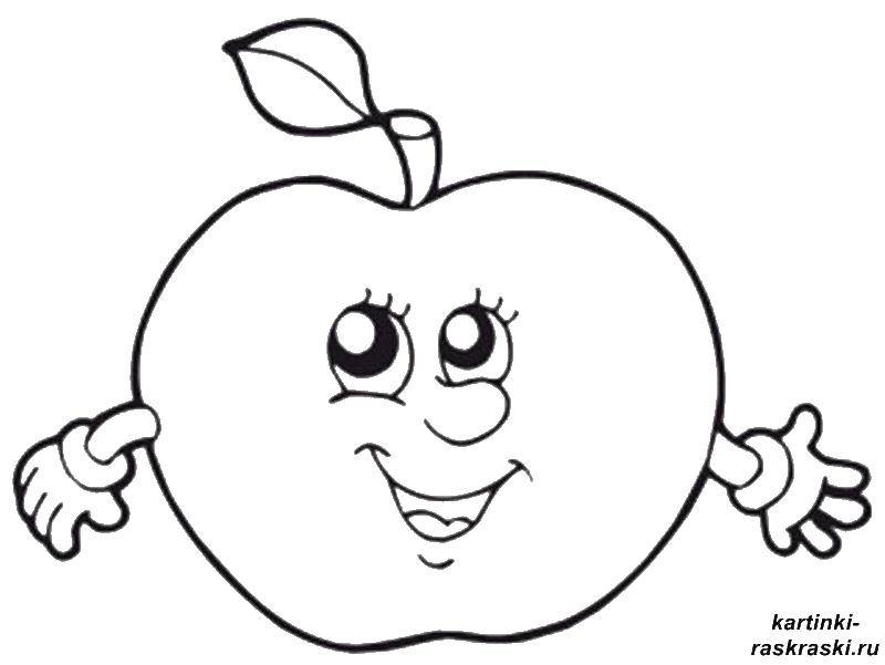 Название: Раскраска Улыбка яблока. Категория: фрукты. Теги: яблоко.