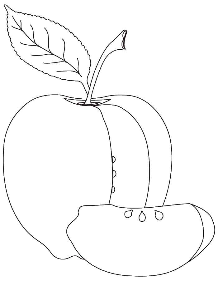 Название: Раскраска Долька яблока. Категория: яблоко. Теги: фрукты, яблоко.