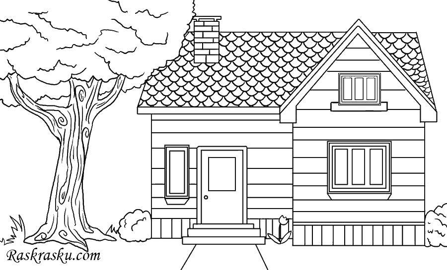 Coloring The house and tree. Category home. Tags:  house, tree.