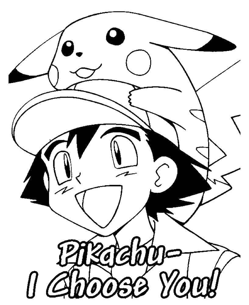 Coloring Ash and Pikachu. Category pokemon. Tags:  pokémon, ash, Pikachu.