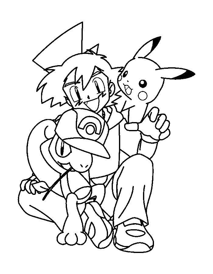 Coloring Ash pokemon. Category pokemon. Tags:  pokémon, ash, Pikachu.