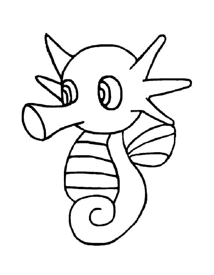 Coloring Seahorse. Category pokemon. Tags:  Cartoon character.