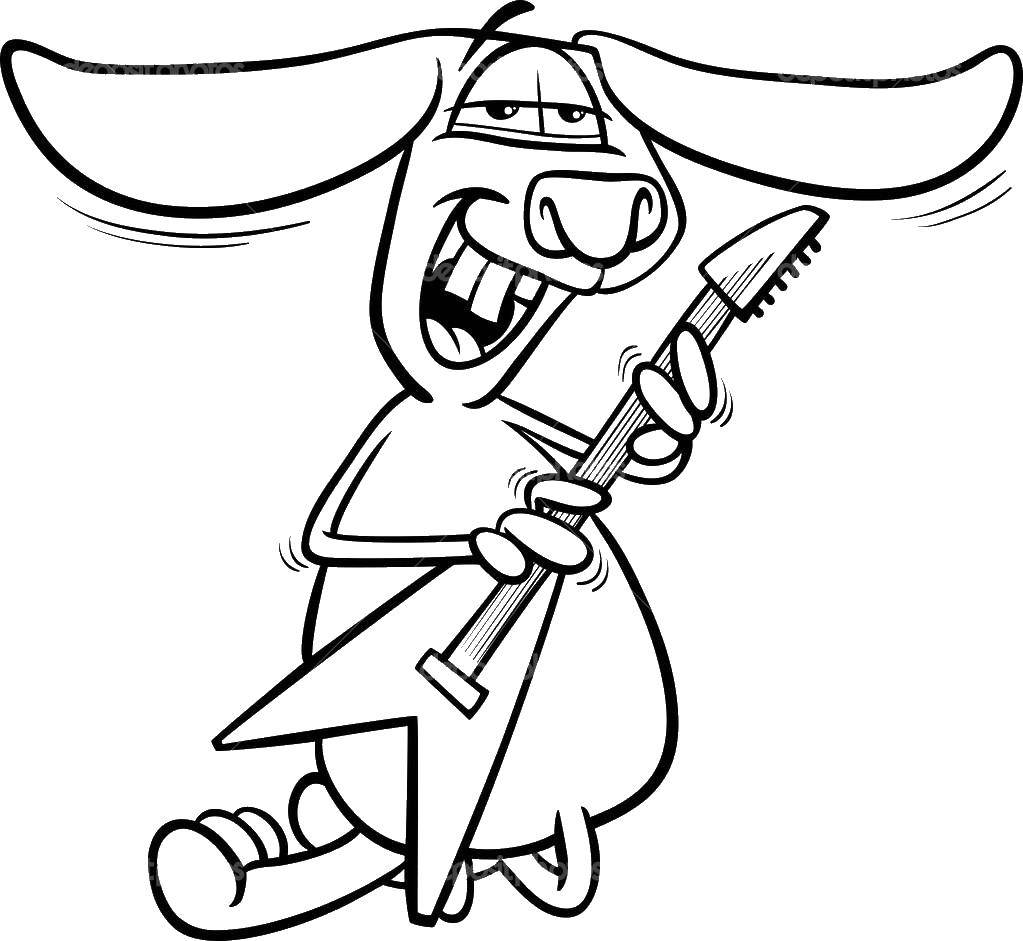 Coloring Bunny plays guitar. Category guitar . Tags:  guitar, music.