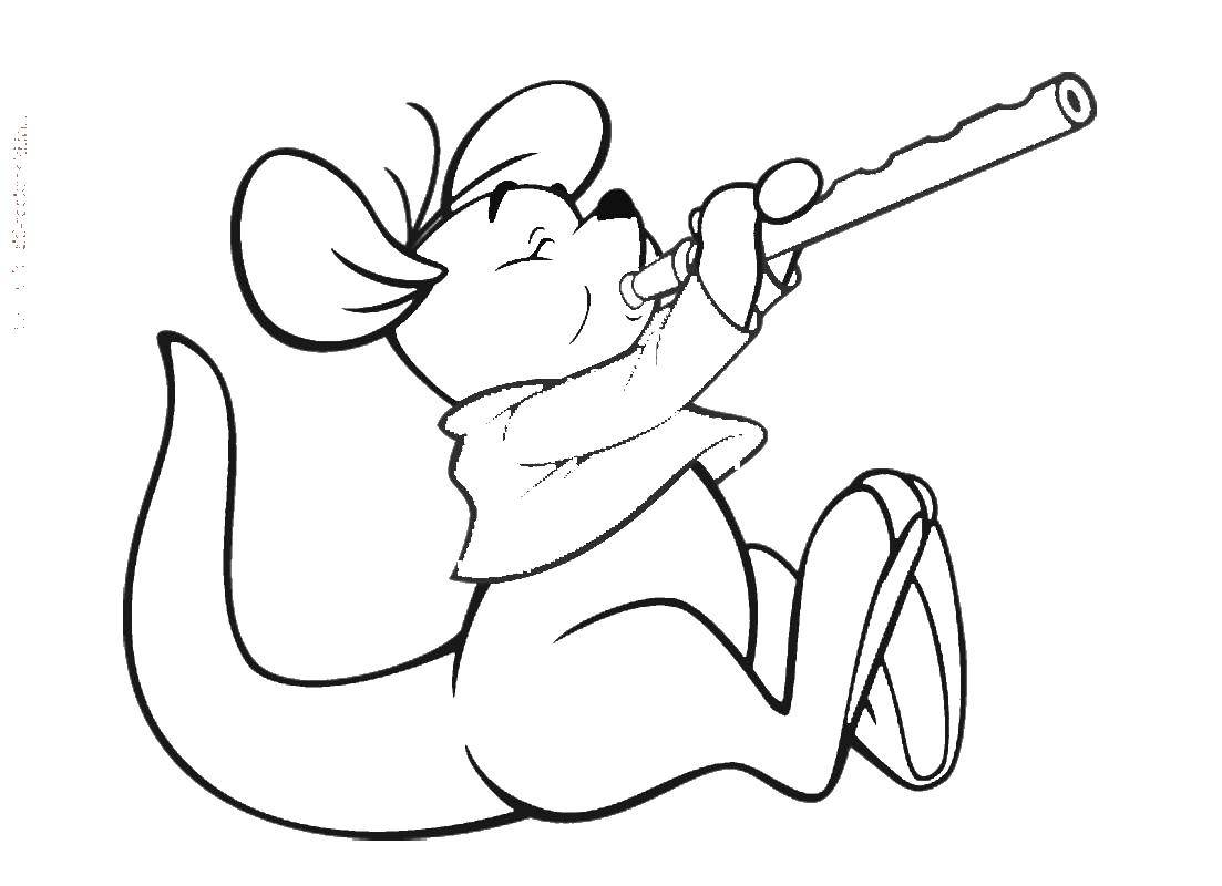 Название: Раскраска Кенгуру ру играет на флейте. Категория: Диснеевские мультфильмы. Теги: Кенгуру Ру, флейта, .