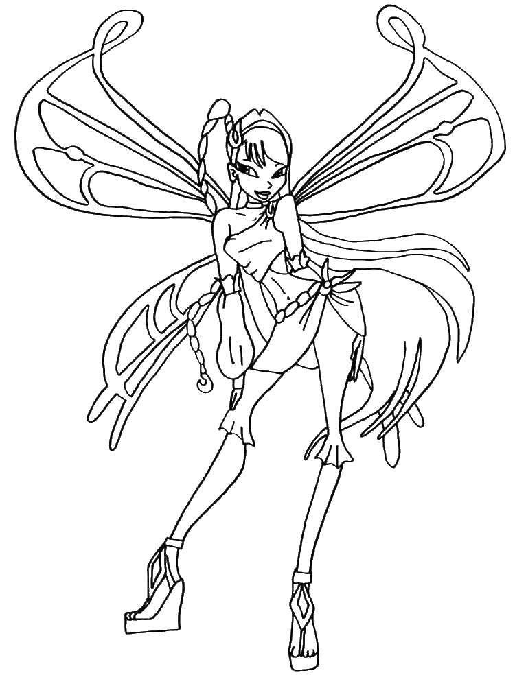 Coloring Muse fairy from winx club. Category Winx. Tags:  Musa, Winx, Fairy.
