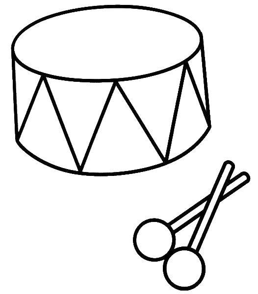 Coloring Drum and sticks. Category drum . Tags:  musical instrument, drum.