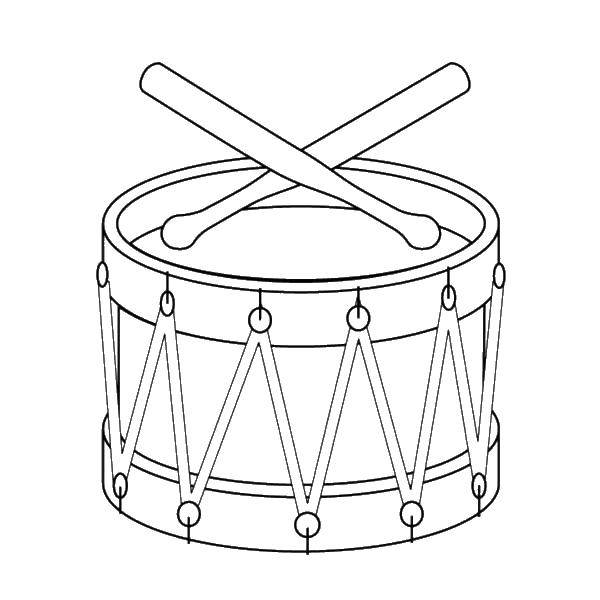 Название: Раскраска Барабан и палочки. Категория: барабан. Теги: музыкальный инструмент, барабан.