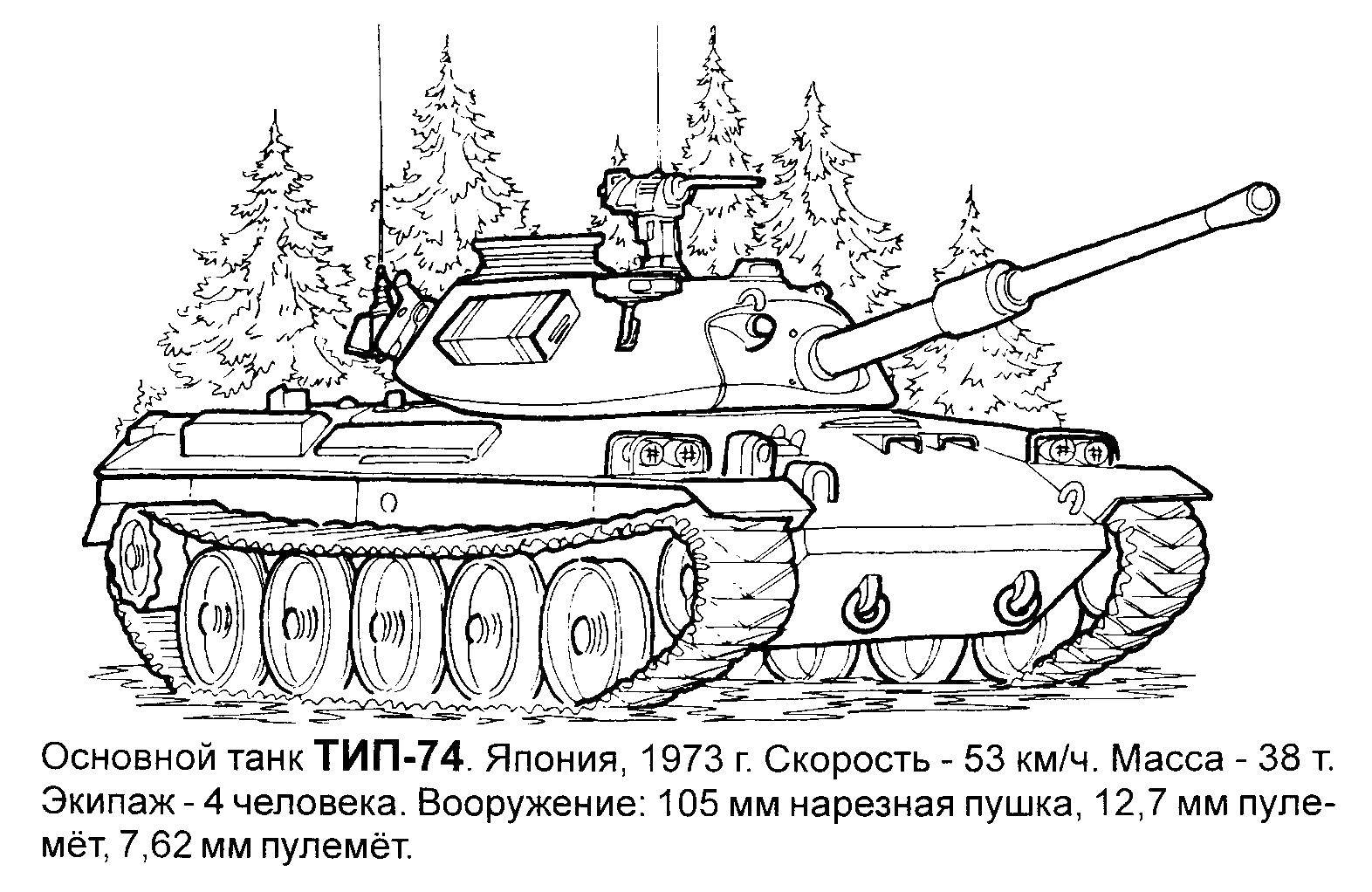 Название: Раскраска Танк тип 74. Категория: военные раскраски. Теги: танк.