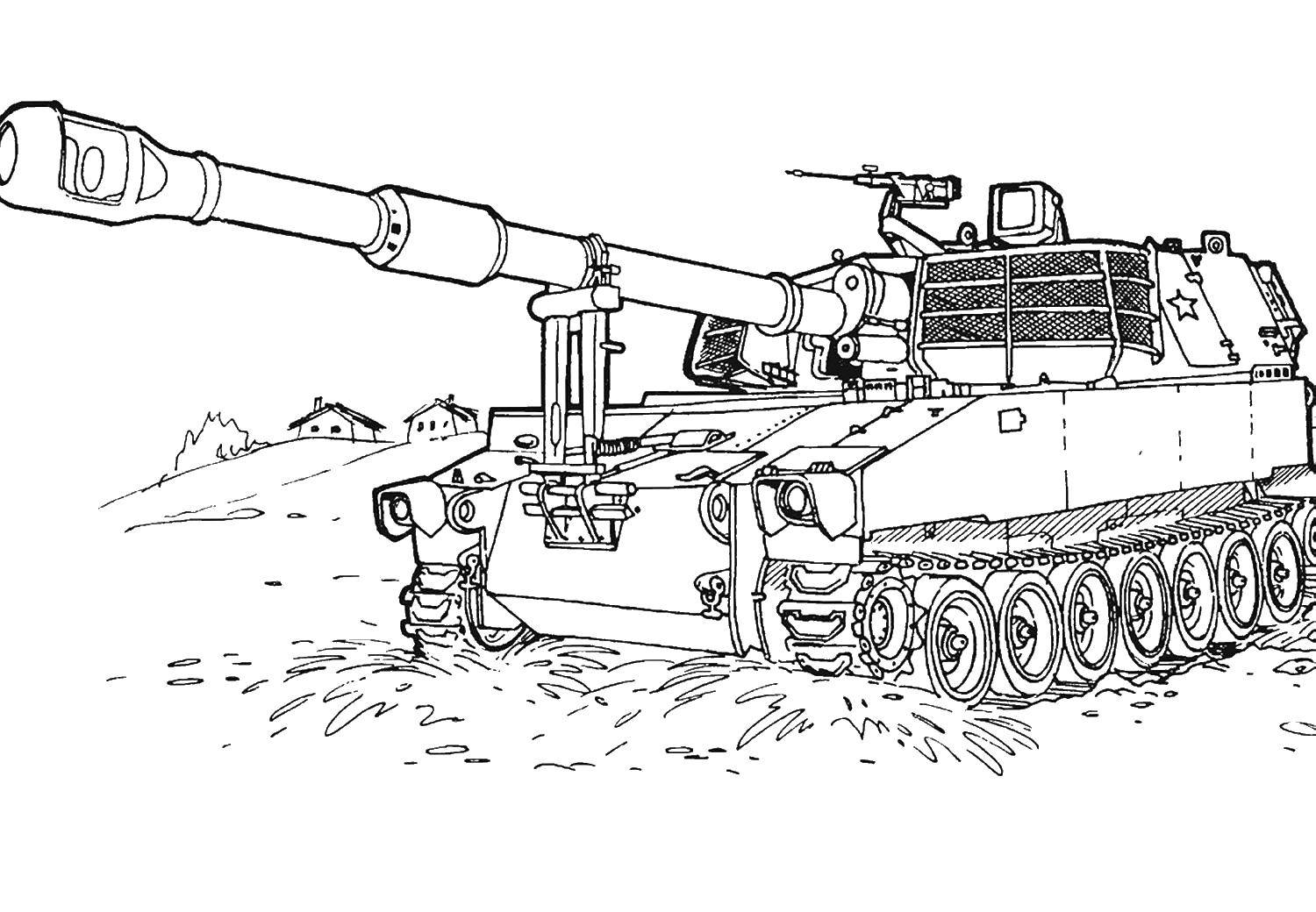 Coloring Tank type 74. Category military coloring pages. Tags:  tank.