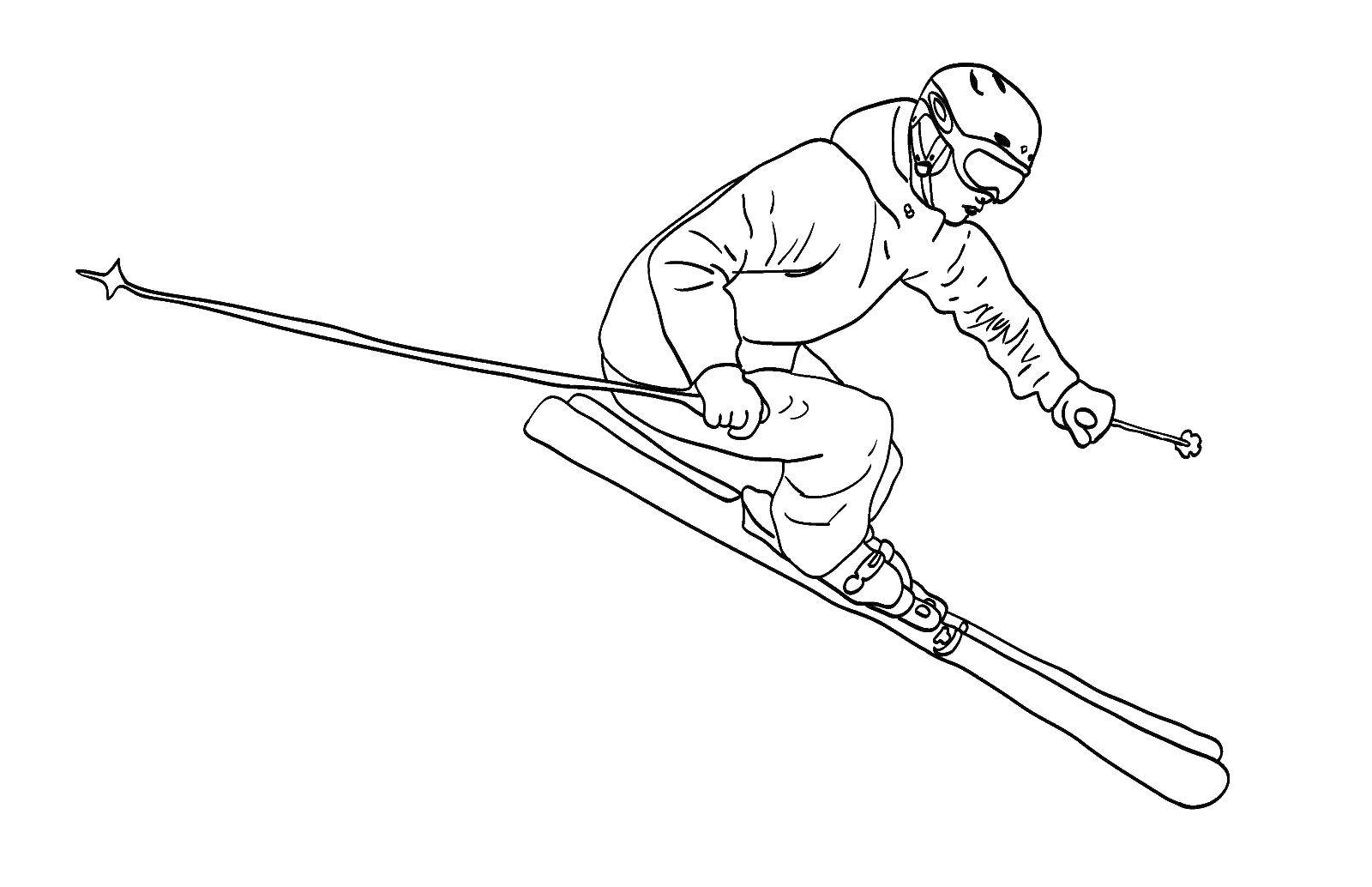 Название: Раскраска Лыжник. Категория: лыжи. Теги: лыжник, лыжи.