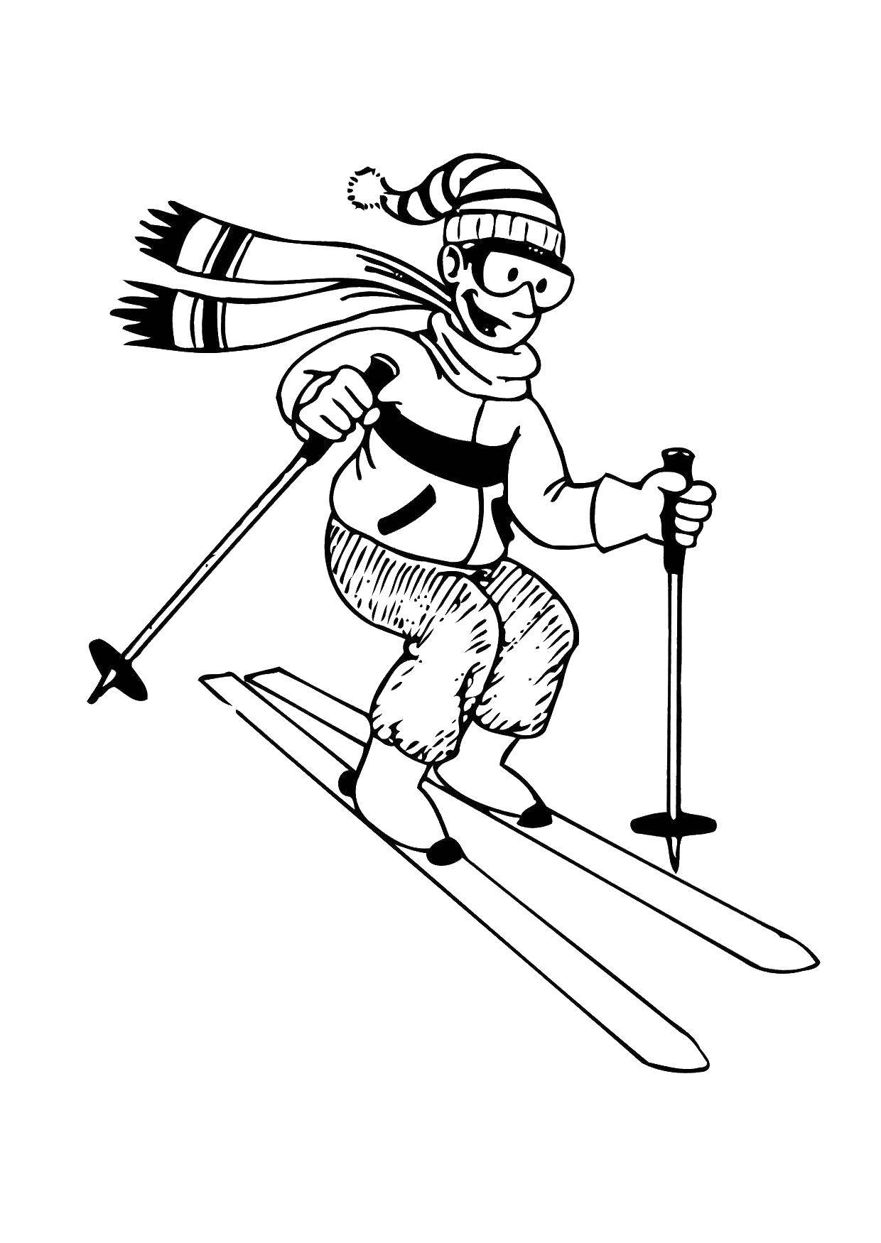 Название: Раскраска Лыжник. Категория: лыжи. Теги: лыжник, лыжи.
