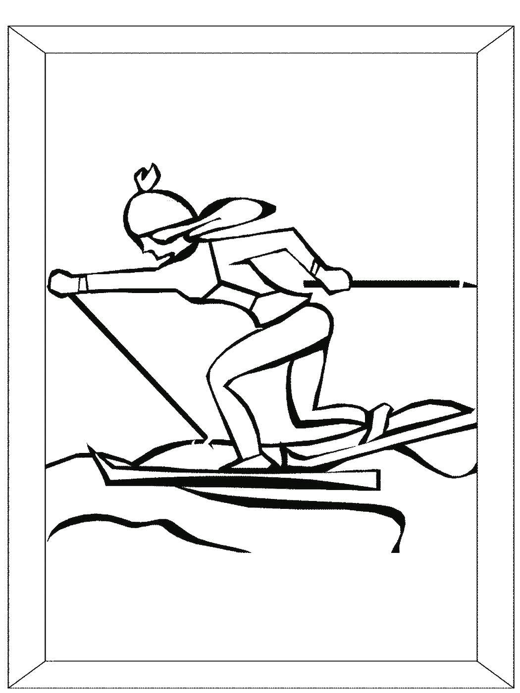 Название: Раскраска Лыжный катания. Категория: лыжи. Теги: лыжник, лыжи.