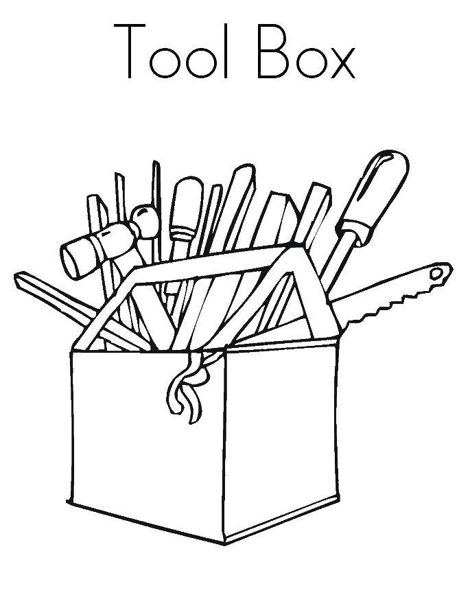 Coloring A box of tools. Category coloring. Tags:  tools, box.