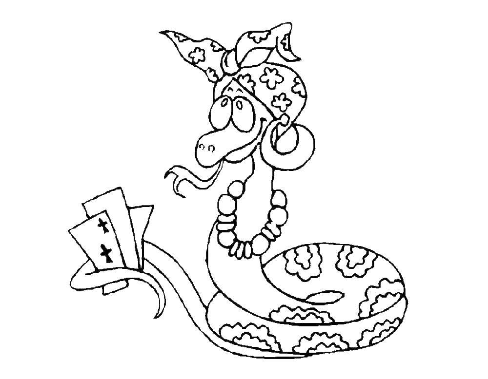 Coloring Snake fortune teller. Category the snake. Tags:  snake, toad, lizard.