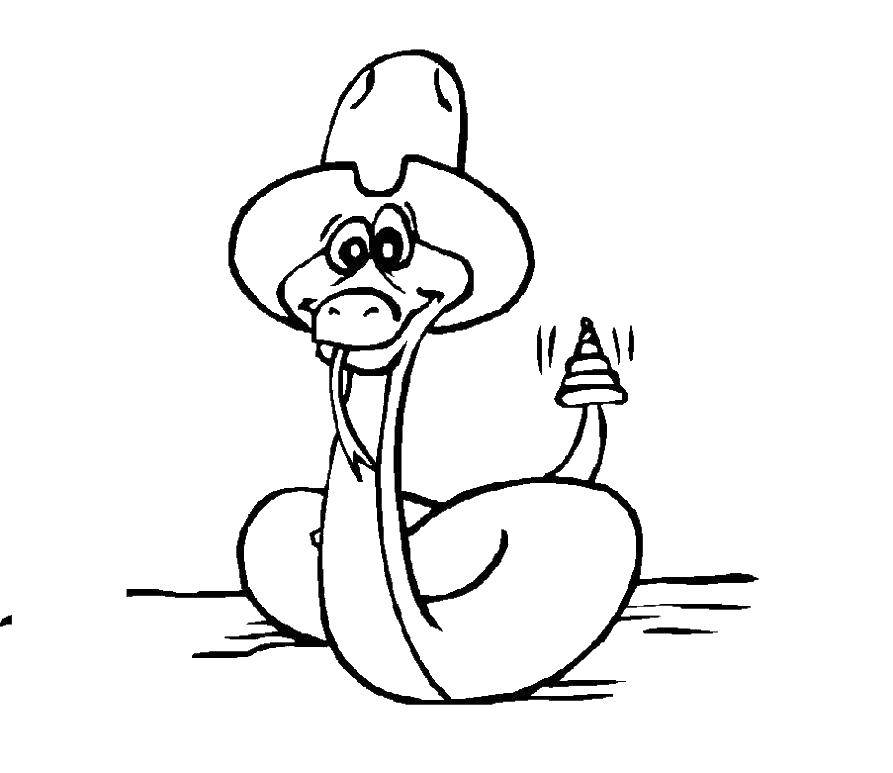 Coloring Snake in the hat. Category the snake. Tags:  the snake.