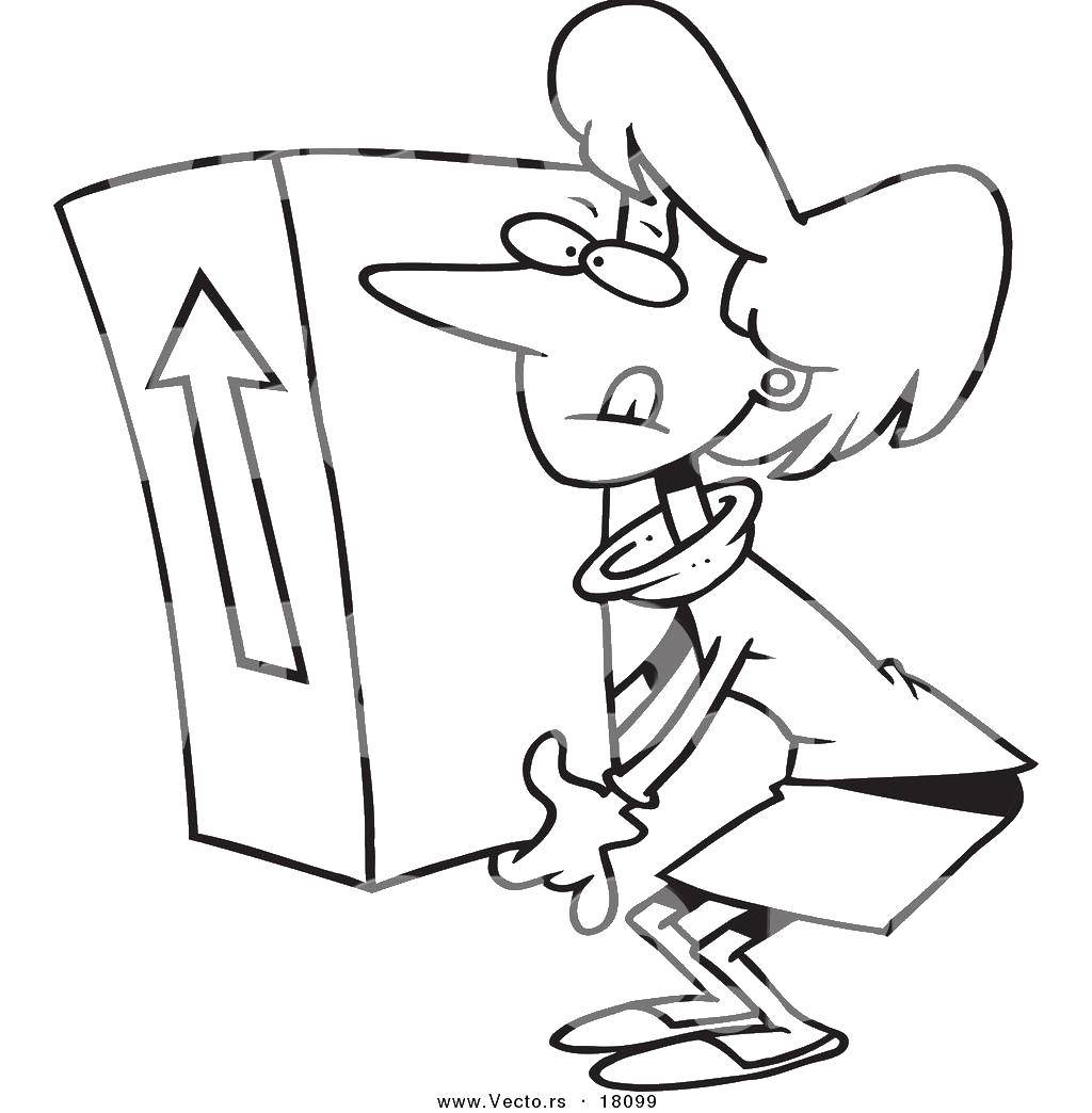 Coloring A man with a box. Category coloring. Tags:  man, box.